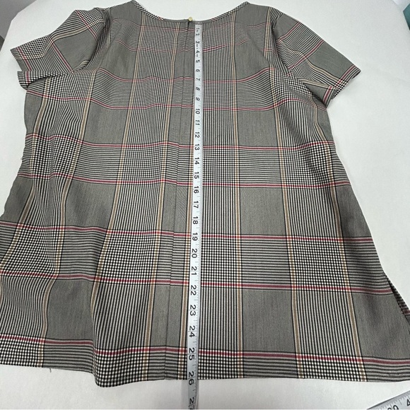 2 for$15 Liz Claiborne Career Black and Red Plaid Short Sleeve Blouse - Picture 8 of 11